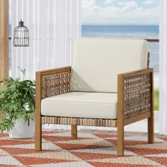Christopher Knight Home Zelda Outdoor Acacia Wood and Wicker Club Chair