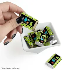 Big Dot of Happiness Monster Bash - Mini Candy Bar Wrapper Stickers - Little Monster Birthday Party or Baby Shower Small Favors - 40 Count