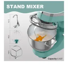 WHALL Stand Mixer 12-Speed Tilt-Head Electric Kitchen Mixer with Dough Hook/Wire Whip, Stainless Steel Bowl 5.5Qt