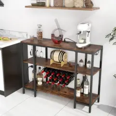 MOEPISY Industrial Wine Rack with Storage Shelves Brown