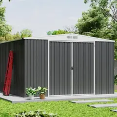 Large Outdoor Storage Shed 8x7 Ft Heavy Duty Metal Shed with Lockable Doors, Weather Resistant & Easy to Assemble for Garden Backyard