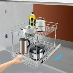 YIYIBYUS Pull Out Cabinet Organizer, 2-Tier Cabinet Pull Out Shelves, Kitchen Cabinet Organizer