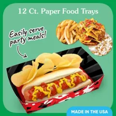 Big Dot of Happiness Magic Show Party Paper Food Trays, Disposable Double-Sided Paper Food Holders for Nachos, Hot Dogs, French Fries - 12 Ct