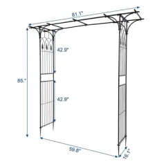 Karl Home 7FT Black Iron Garden Arbor Flat Top