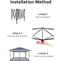13x13 Pop Up Canopy Tent with Mosquito Netting, Instant Portable Shelter for Outdoor Backyard Parties Heavy Duty Foldable Gazebo with Carrying Bag