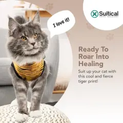 Suitical Recovery Suit for Cats - Comfortable Alternative To A Cat Cone - Tiger Print