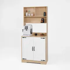 LIVAREEmlen Baker's Racks with 2 Doors and Shelves,Freestanding Larder Cupboard,Kitchen Pantry Storage Cabinet for Kitchen,Dining Room