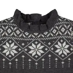 Hope & Henry Girls' Organic Cotton Fair Isle Ruffle Edge Sweater Dress, Infant