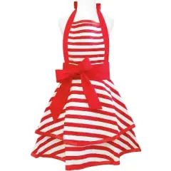 Wrapables Classic Vintage Christmas Holiday Apron, Stylish Cooking Apron, Red Stripe