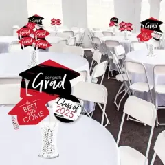 Big Dot of Happiness 2025 Red Graduation Party Centerpiece Sticks - Showstopper Table Toppers - 35 Pieces