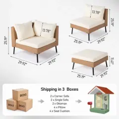 Karl Home Patio 6-Piece Yellow Wicker Sectional Sofa with Beige Cushions