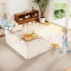 Tangkula 32" 12-Panel Dog Playpen w/ Secure Locking Door & Ground Stakes Easy Assembly