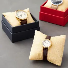 Juvale 12 Pack Linen Bracelet Cushion, Pillow Holder for Accessories, Watches and Bangles, Jewelry Display for Selling (Beige, 3x3x2 in)