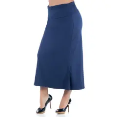 24seven Comfort Apparel  Comfortable Plus Size Foldover Maxi Skirt