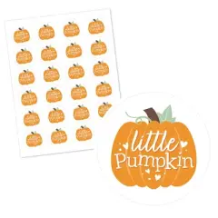 Big Dot of Happiness Little Pumpkin - Fall Birthday Party or Baby Shower Circle Sticker Labels - 24 Count