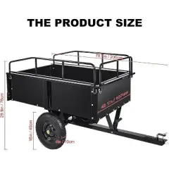 Acekool 750 lbs Steel Dump Cart, 15 Cu.Ft Garden Utility Trailer with Dual Bearings, Pneumatic Tires, Hand or Foot Dump for ATV, Tractor, Lawn Mower