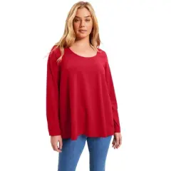 June + Vie by Roaman's Women&rsquo;s Plus Size Long-Sleeve Swing One + Only Tee
