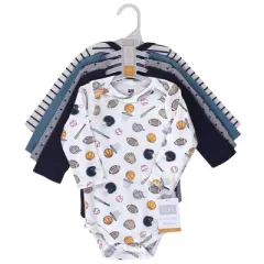 Hudson Baby Infant Boy Cotton Long-Sleeve Bodysuits 5pk, Basic Sports