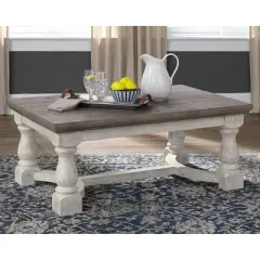 Havalance Coffee Table Gray/White - Signature Design by Ashley: Distressed Two-Tone, Trestle Base, Wood Legs
