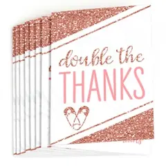 Big Dot of Happiness It's Twin Girls - Pink and Rose Gold Twins Baby Shower Thank You Cards (8 count)