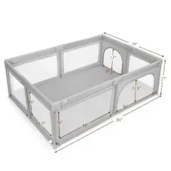 Safstar Baby Playpen Extra-Large Safety Baby Fence Indoor & Outdoor w/ Ocean Balls & Rings Light Gray