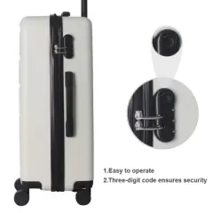 NAYSAYE Luggage ABS Hardshell 3 Piece Spinner Set with TSA Lock and Spacious Interior for Travel, White, 19.88"*10.63"*29.92"