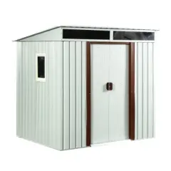 DSVIMOY Storage Shed, Outdoor Metal Storage Shed With window and Metal foundation for Backyard (No Floor), White, 72.44*54.72*70.86