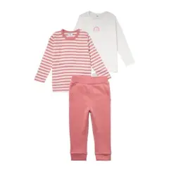 Stellou & Friends Cotton Pink and White 3 Piece Clothing Set for Newborns, Babies and Toddlers
