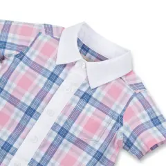 Hope & Henry Layette Organic Cotton Baby Boy Woven Romper with Collar and Button Front