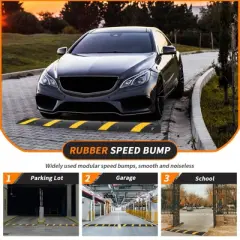 Heavy Duty Speed Bumps for Driveway, 2 Pack Rubber Speed Bumps, 2 Channel Modular Traffic Speed Bump Hump Cable Protector Ramps