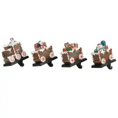 Northlight Set of 4 Gingerbread Train Christmas Stocking Holders 4.75"