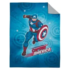 NoJo Marvel Captain America Red, White, and Blue 4 Piece Toddler Bed Set - Comforter, Fitted Bottom Sheet, Flat Top Sheet and Reversible Pillowcase