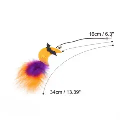 Unique Bargains Moon Pattern Cat Playing Rod Replacement Yellow Orange 1 Pc