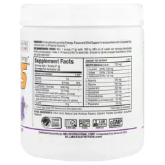 ALLMAX A:CUTS Amino-Charged Energy Drink, Grape - 210 g - with Caffeine, Green Coffee Extract, L-Carnitine & 2000 mg of Taurine - Sugar & Gluten Free