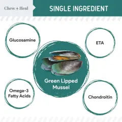 Chew + Heal Green Lipped Mussel Powder Joint & Ligament Health Supplement for Dogs & Cats, 6-oz jar