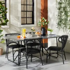 2pk Wicker Weave Outdoor Padded Dining Chair Set - Dark Gray - Hearth & Hand&trade; with Magnolia