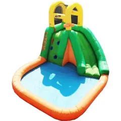 Magic Time International MTI 91448 Splash Fun Giant Slide Backyard Inflatable Water Park Splash Pad with Basketball Hoop and Mesh Safety Walls