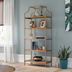 70.88" 5 Shelves International Lux Metal Frame Bookcase Sindoori Mango - Sauder