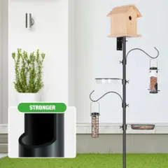 Snynuxx Bird House Pole Mount Kit 80 Inch with Squirrel Baffle 2 Hanging Hooks - Heavy Duty Adjustable Bird Feeder Support Rod Stand Set for Outside