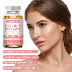 Mulittea Biotin with Collagen Supplement&ndash; Support Strong Nails, Shiny Hair & Glowing Skin &ndash; 120 Vegan Capsules