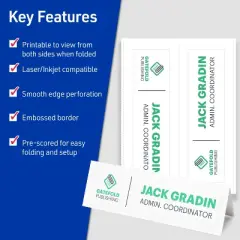 Avery Printable Tent Cards, 3.5" x 11", White with Embossed Border, 50 Blank Place Cards for Laser and Inkjet Printers (5309)