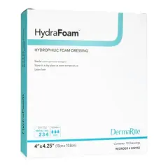 HydraFoam Foam Dressing 4 x 4.25" Rectangle No Border Waterproof Backing 00295E 10 per Box