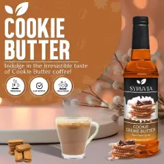 Syruvia Cookie Butter Syrup - 25.4 fl oz. Premium Flavoring Syrup For Coffee