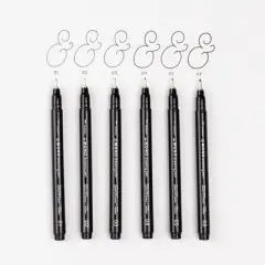 6ct MONO Drawing Pens Black - Tombow: Quick Drying, Durable Tip, Technical & Illustration Pens, Bold to Extra Fine Points