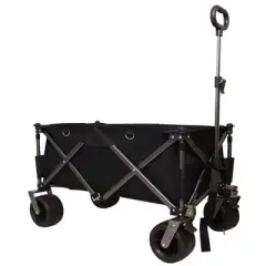 Folding Wagon Cart, Collapsible Wagon With 2 Cup Bags, Extra Cover, 4 Big Wheels, Telescopic Handle, Heavy Duty Utility Cart