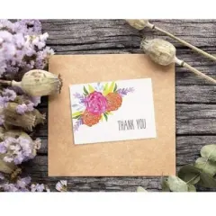 Sustainable Greetings 120-Pack White Watercolor Floral Thank You Notes Greeting Cards Bulk Sets with Envelope 5.1 x 3.7 in