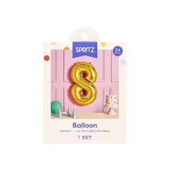 34" Number 8 Foil Balloon - Spritz&trade;: Gold Birthday Decoration, Solid Pattern, All Ages