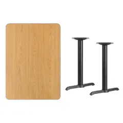 Emma and Oliver 30"x42" Rectangular Natural Laminate Table Top with 5"x22" Bases
