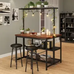 42" Kitchen Island Mobile Bakers Rack with 3 Shelves, Microwave Stand & 5 Hooks, 400lb Capacity