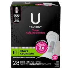 U by Kotex Balance Sized for Teens Ultra-Thin Pads with Wings - Extra Absorbency - Unscented - 28ct